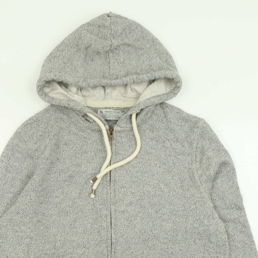 TU Mens Grey  Cotton Full Zip Hoodie Size M