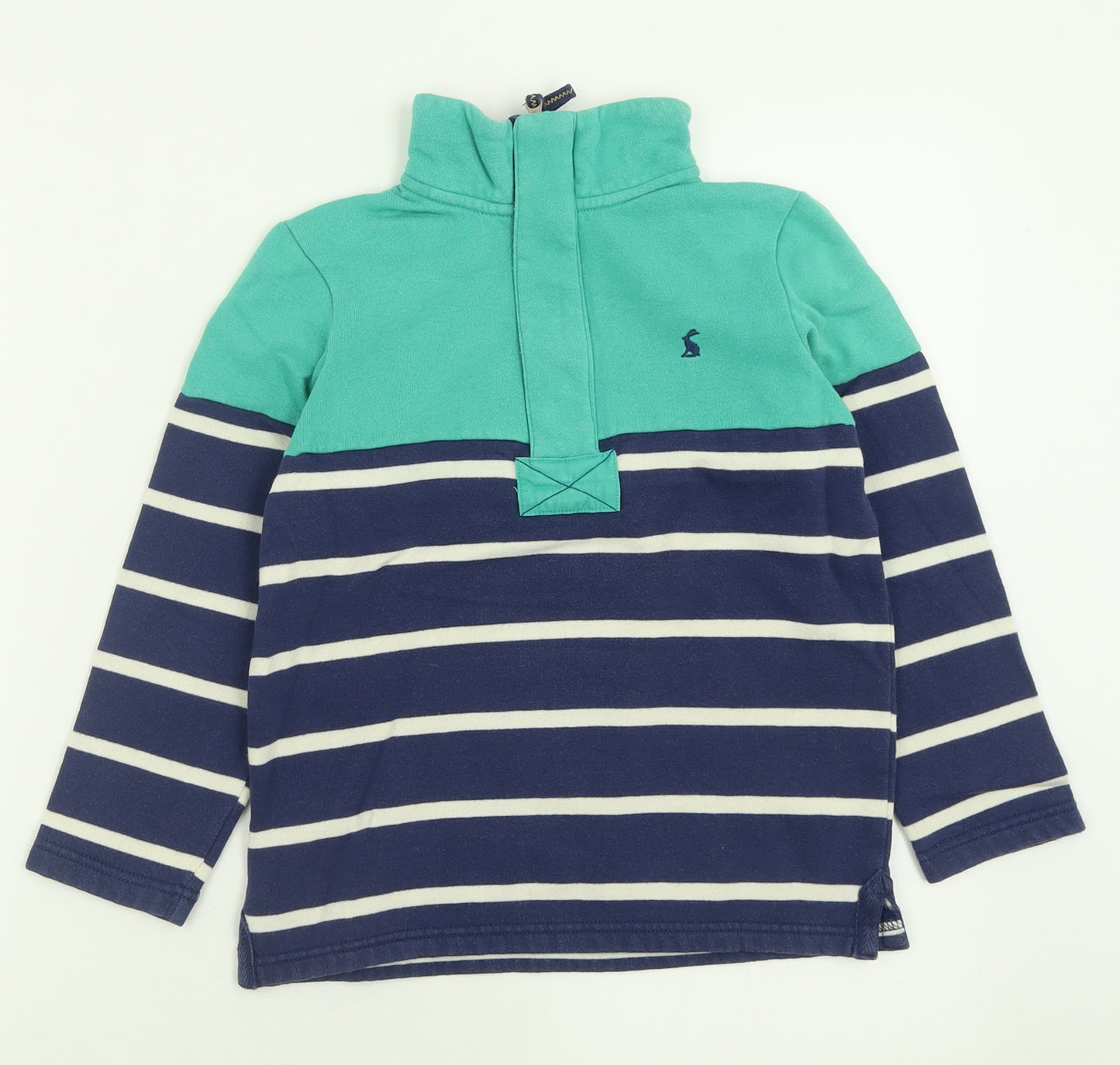 Joules Boys Blue Striped Cotton Pullover Sweatshirt Size 7 Years  Zip
