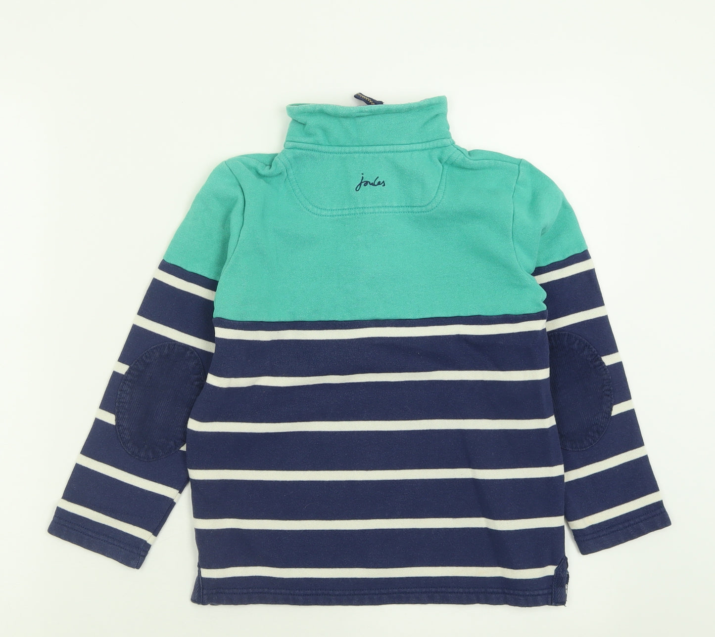 Joules Boys Blue Striped Cotton Pullover Sweatshirt Size 7 Years  Zip