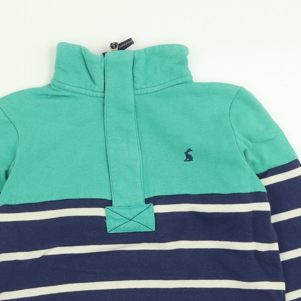 Joules Boys Blue Striped Cotton Pullover Sweatshirt Size 7 Years  Zip