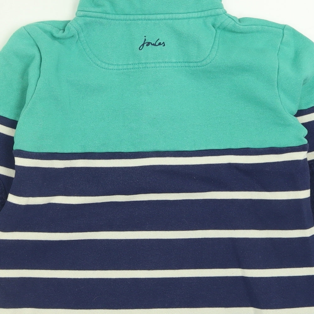 Joules Boys Blue Striped Cotton Pullover Sweatshirt Size 7 Years  Zip