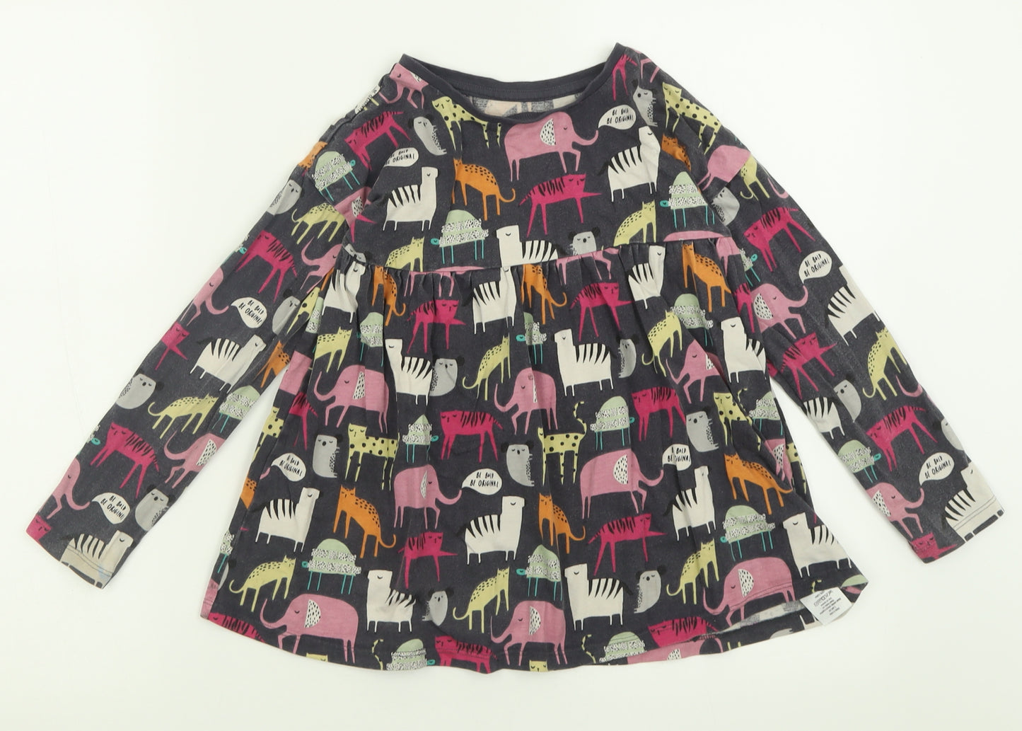 George Girls Grey Geometric Cotton A-Line  Size 6-7 Years  Crew Neck Pullover