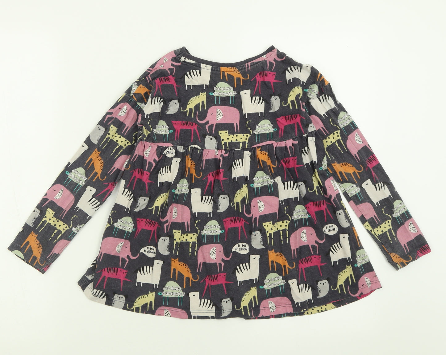 George Girls Grey Geometric Cotton A-Line  Size 6-7 Years  Crew Neck Pullover