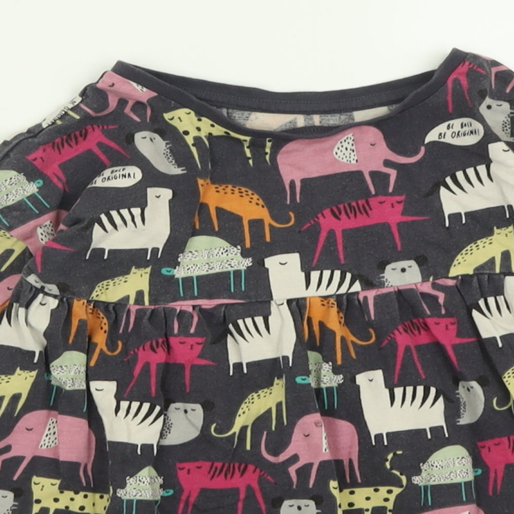 George Girls Grey Geometric Cotton A-Line  Size 6-7 Years  Crew Neck Pullover