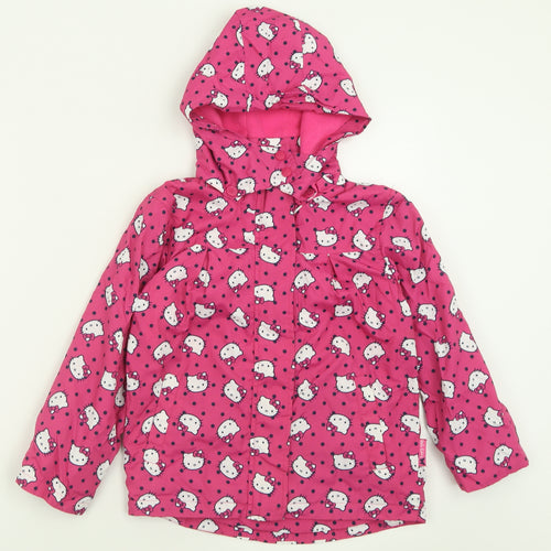 TU Girls Pink Geometric  Basic Coat Coat Size 5-6 Years  Zip - Hello kitty