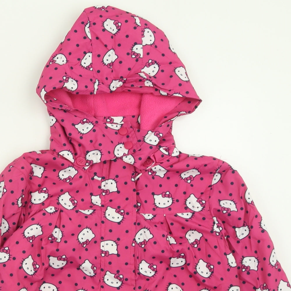 TU Girls Pink Geometric  Basic Coat Coat Size 5-6 Years  Zip - Hello kitty