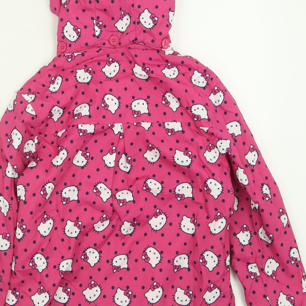 TU Girls Pink Geometric  Basic Coat Coat Size 5-6 Years  Zip - Hello kitty