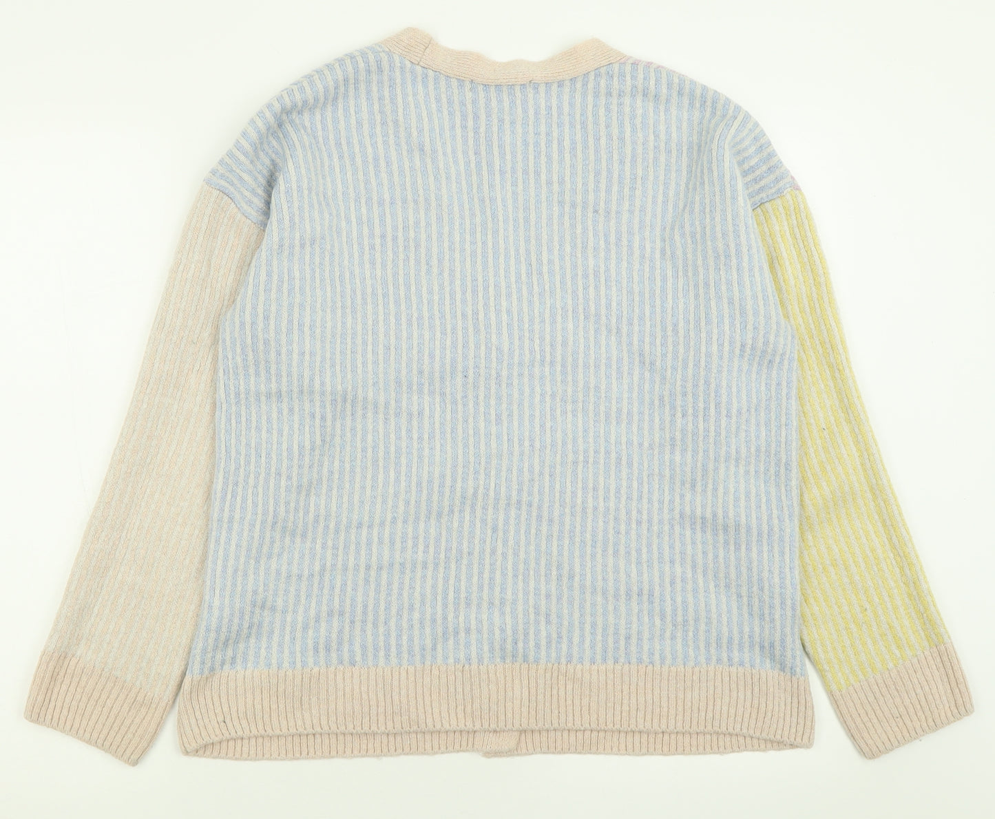 Primark Womens Multicoloured V-Neck Striped Acrylic Cardigan Jumper Size S