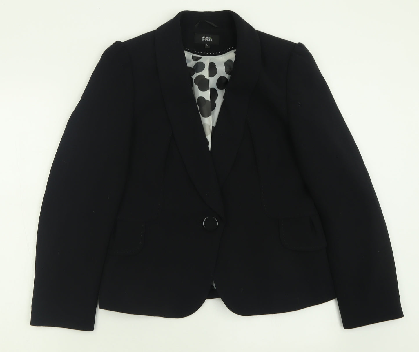 Marks and Spencer Womens Black   Jacket Blazer Size 14  Button
