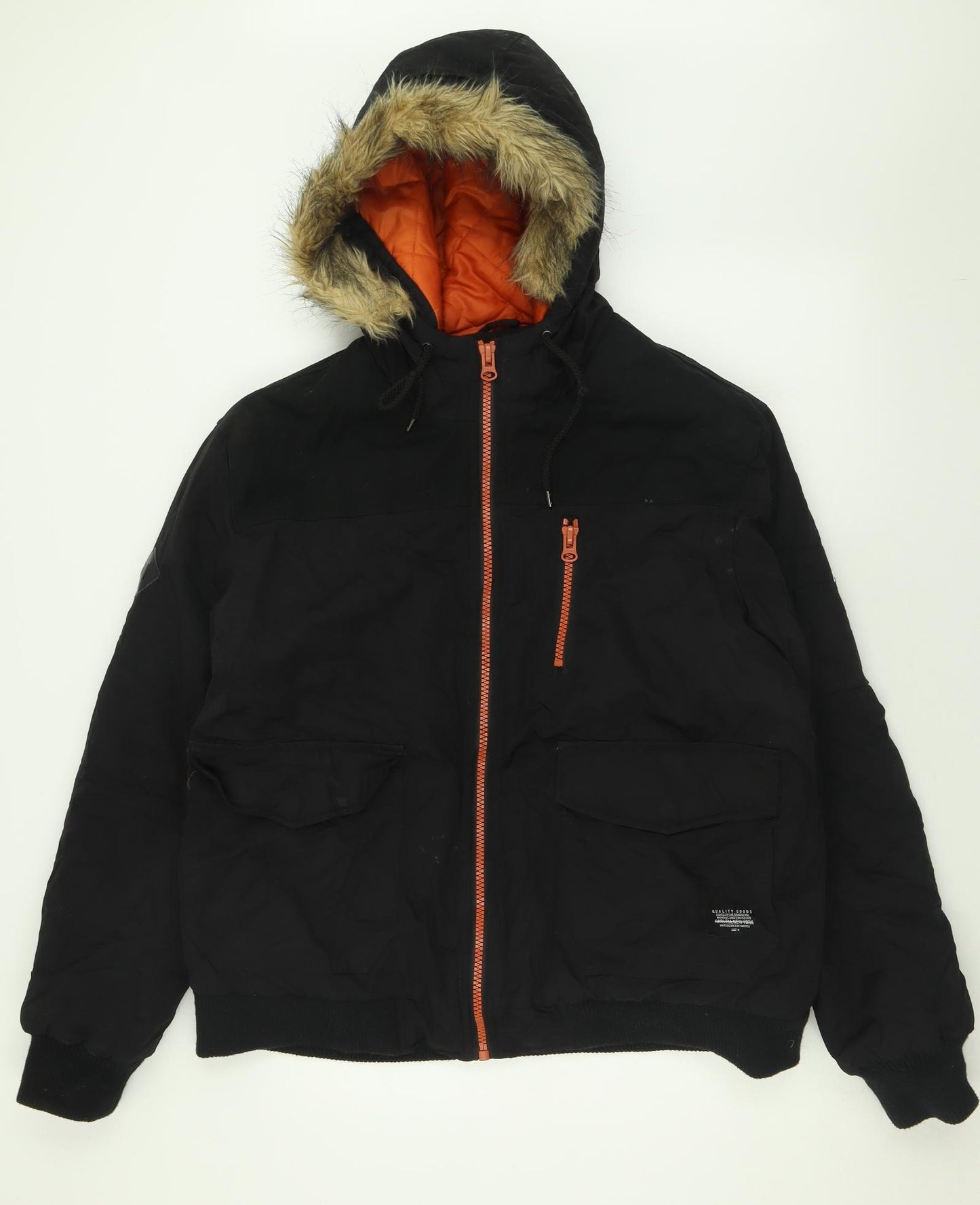 ASOS Mens Black   Bomber Jacket Coat Size XL  Zip