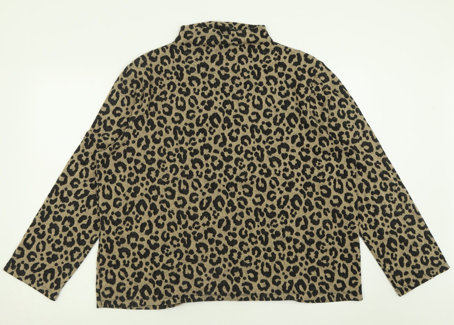 Marks and Spencer Womens Brown High Neck Animal Print Polyester Pullover Jumper Size 20