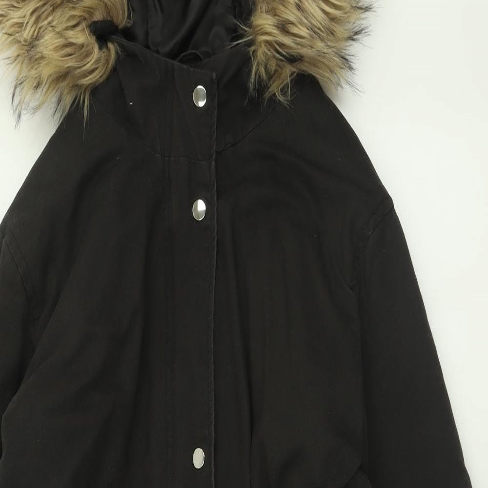 New Look Womens Black   Overcoat Coat Size 10  Zip