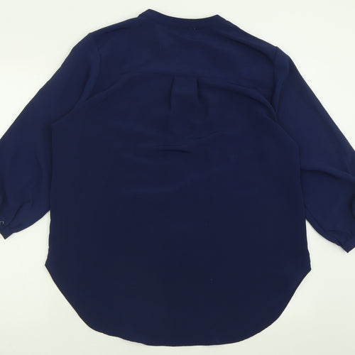 Gerard Womens Blue  Polyester Basic Button-Up Size 14 V-Neck