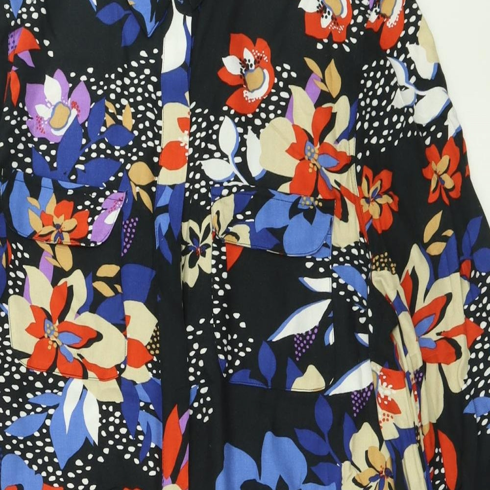 Preworn Womens Multicoloured Floral Viscose A-Line  Size 16  Collared Button
