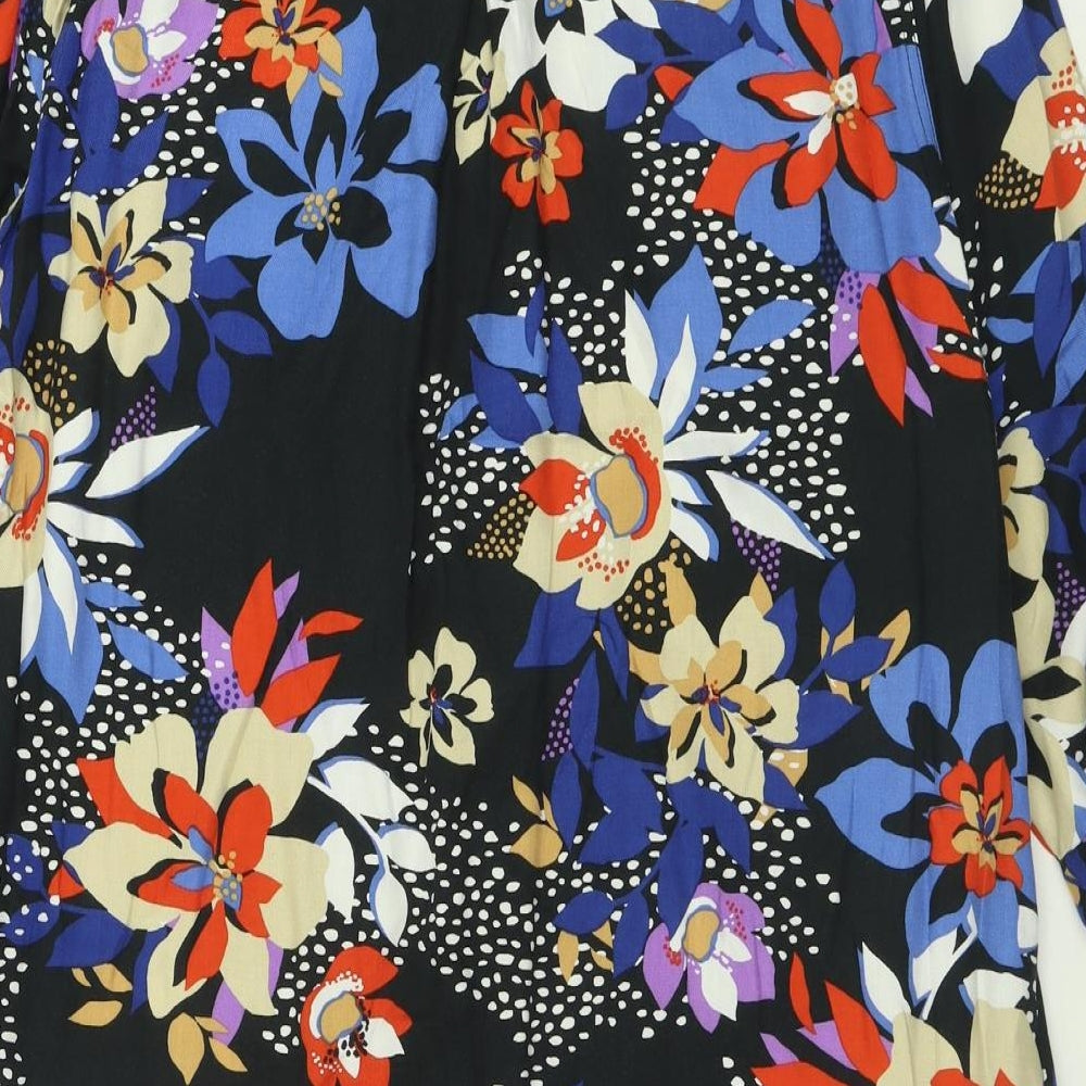 Preworn Womens Multicoloured Floral Viscose A-Line  Size 16  Collared Button