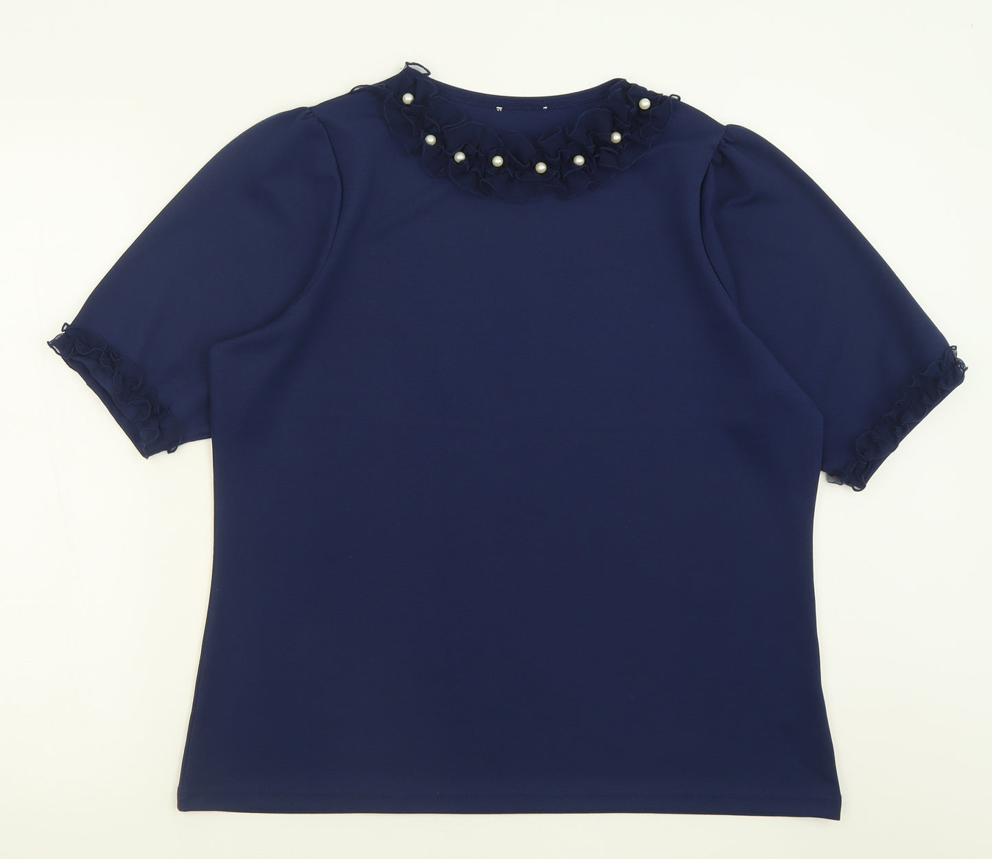 savida Womens Blue  Polyester Basic T-Shirt Size XL Crew Neck