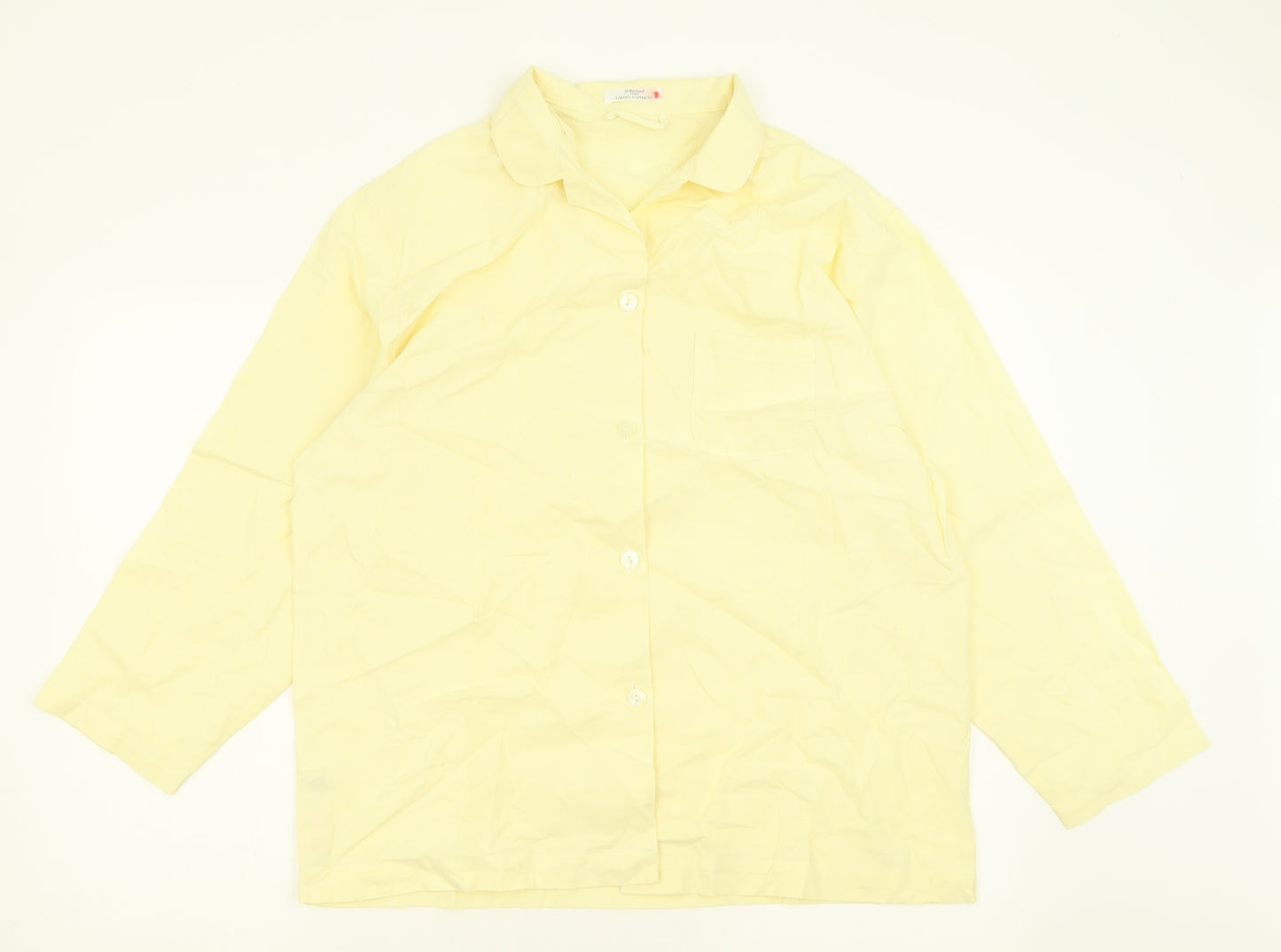 Marks and Spencer Womens Yellow  Cotton Basic Button-Up Size 16 Collared