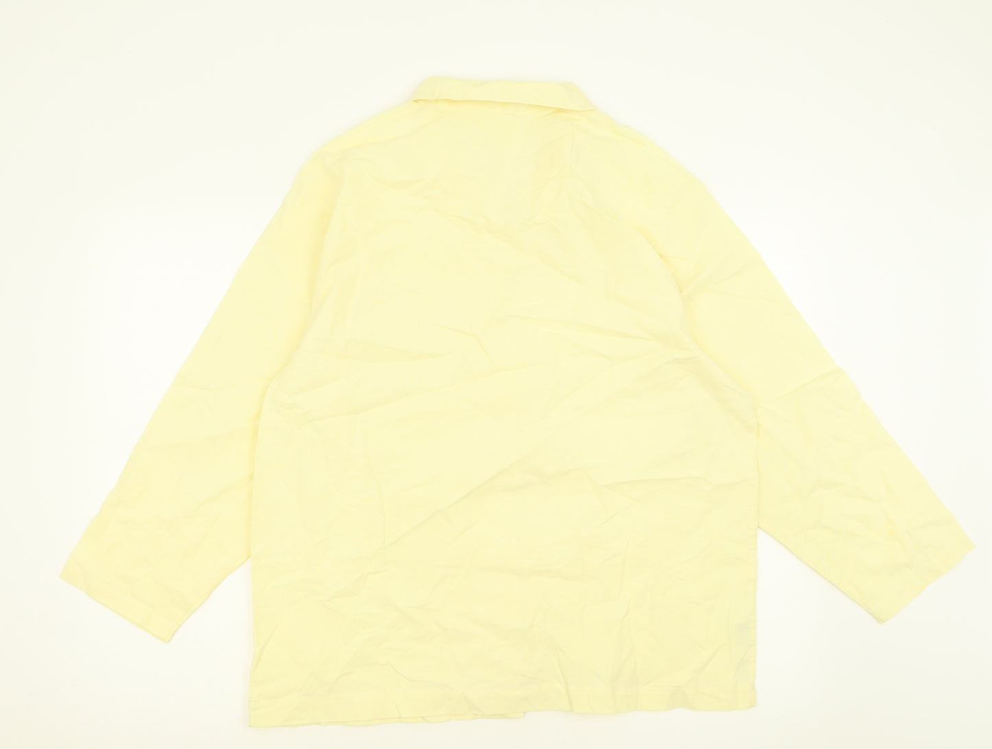 Marks and Spencer Womens Yellow  Cotton Basic Button-Up Size 16 Collared