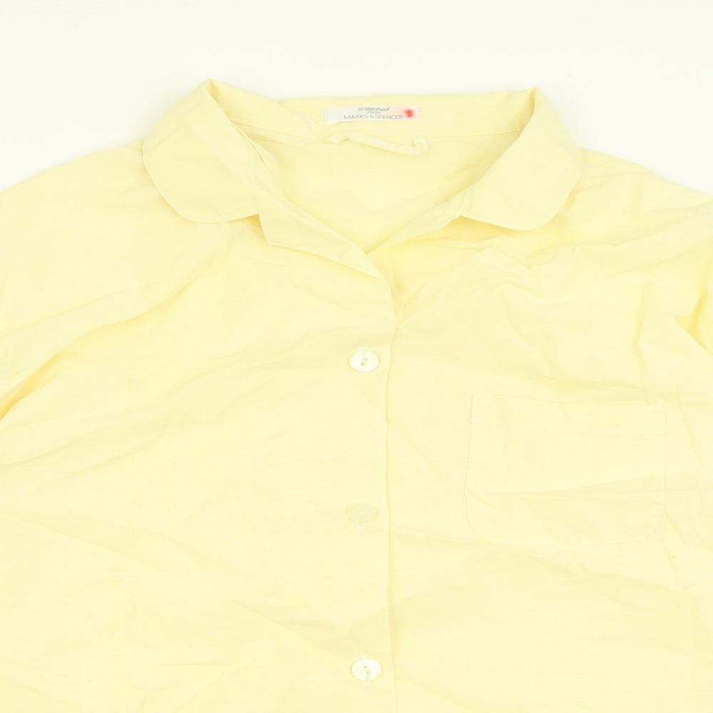 Marks and Spencer Womens Yellow  Cotton Basic Button-Up Size 16 Collared