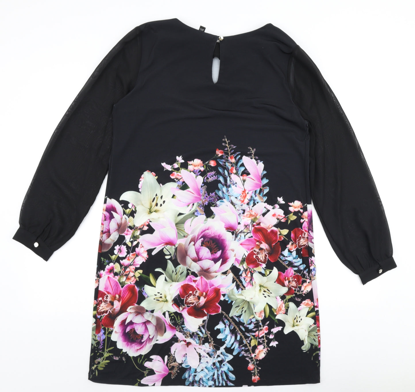 Billie & Blossom Womens Multicoloured Floral Polyester A-Line  Size 12  Round Neck Button