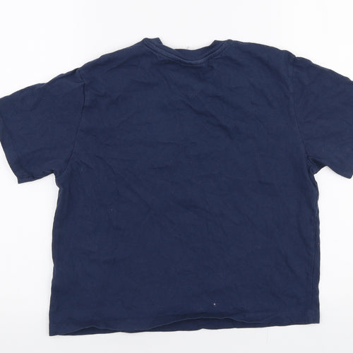 Tommy Hilfiger Womens Blue  100% Cotton Cropped T-Shirt Size XS Round Neck