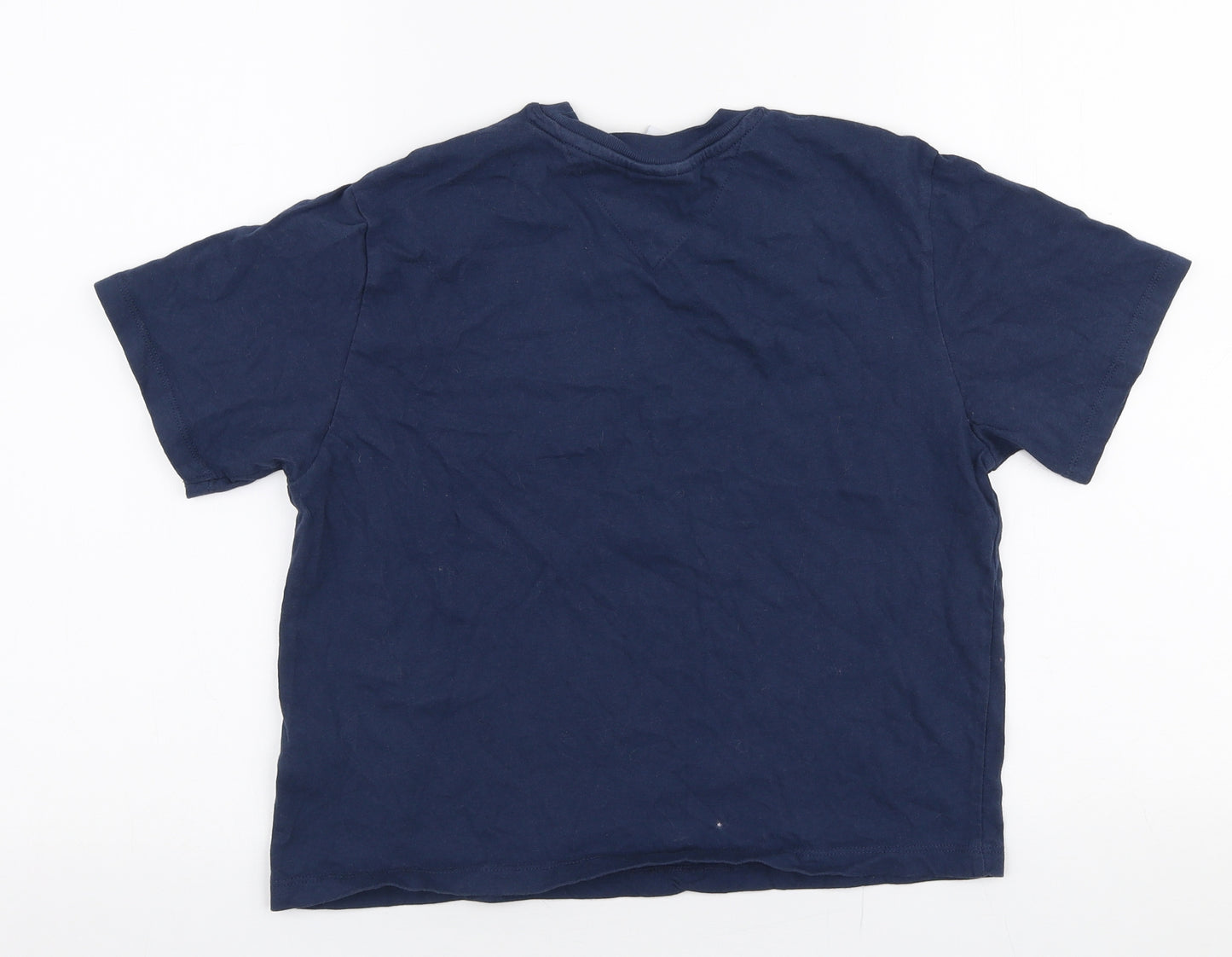 Tommy Hilfiger Womens Blue  100% Cotton Cropped T-Shirt Size XS Round Neck