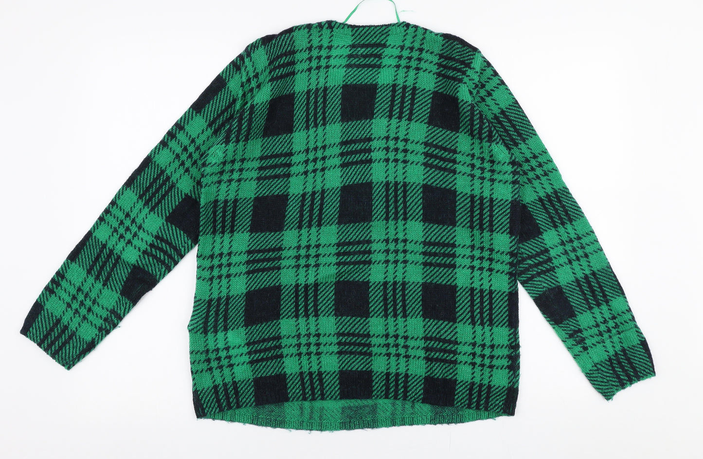 Taifun Womens Green Round Neck Plaid Polyamide Pullover Jumper Size M