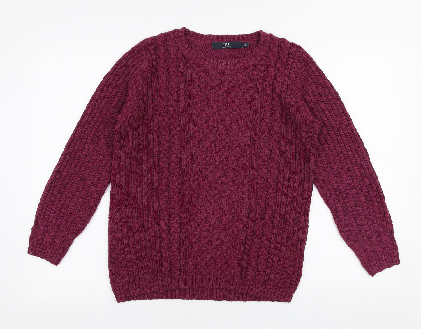 Isle  Womens Purple Round Neck  Cotton Pullover Jumper Size S