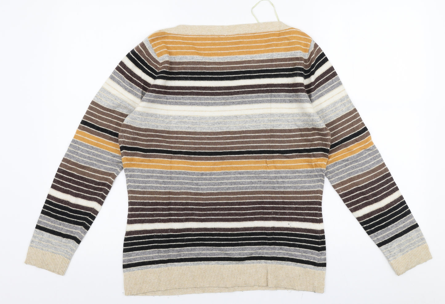 CC Womens Multicoloured Round Neck Striped Cotton Pullover Jumper Size M
