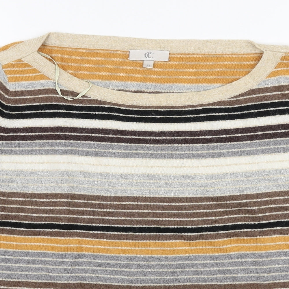 CC Womens Multicoloured Round Neck Striped Cotton Pullover Jumper Size M