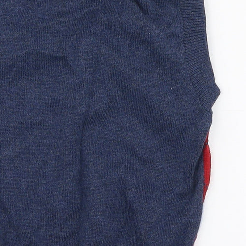 name it Boys Multicoloured Argyle/Diamond 100% Cotton Vest Jumper Size 6-9 Months  Pullover