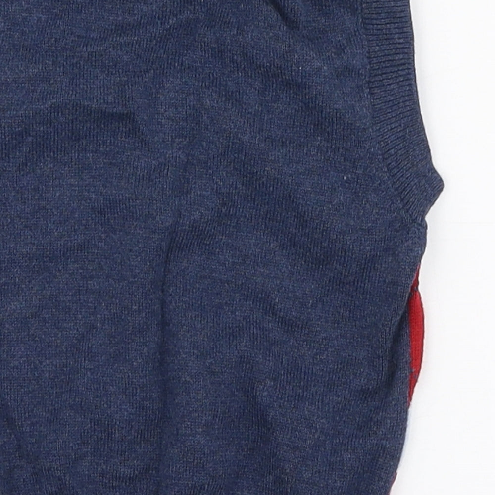 name it Boys Multicoloured Argyle/Diamond 100% Cotton Vest Jumper Size 6-9 Months  Pullover