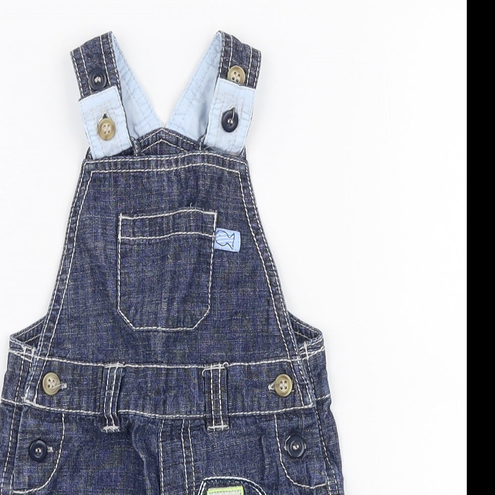 NEXT Boys Blue  100% Cotton Dungaree One-Piece Size 3-6 Months  Button - Dog