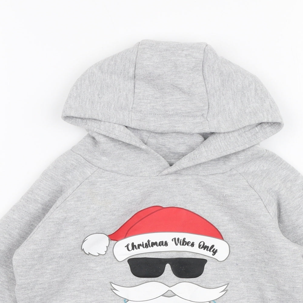 Dunnes Stores Boys Grey  Polyester Pullover Hoodie Size 3-4 Years  Pullover - Christmas Santa