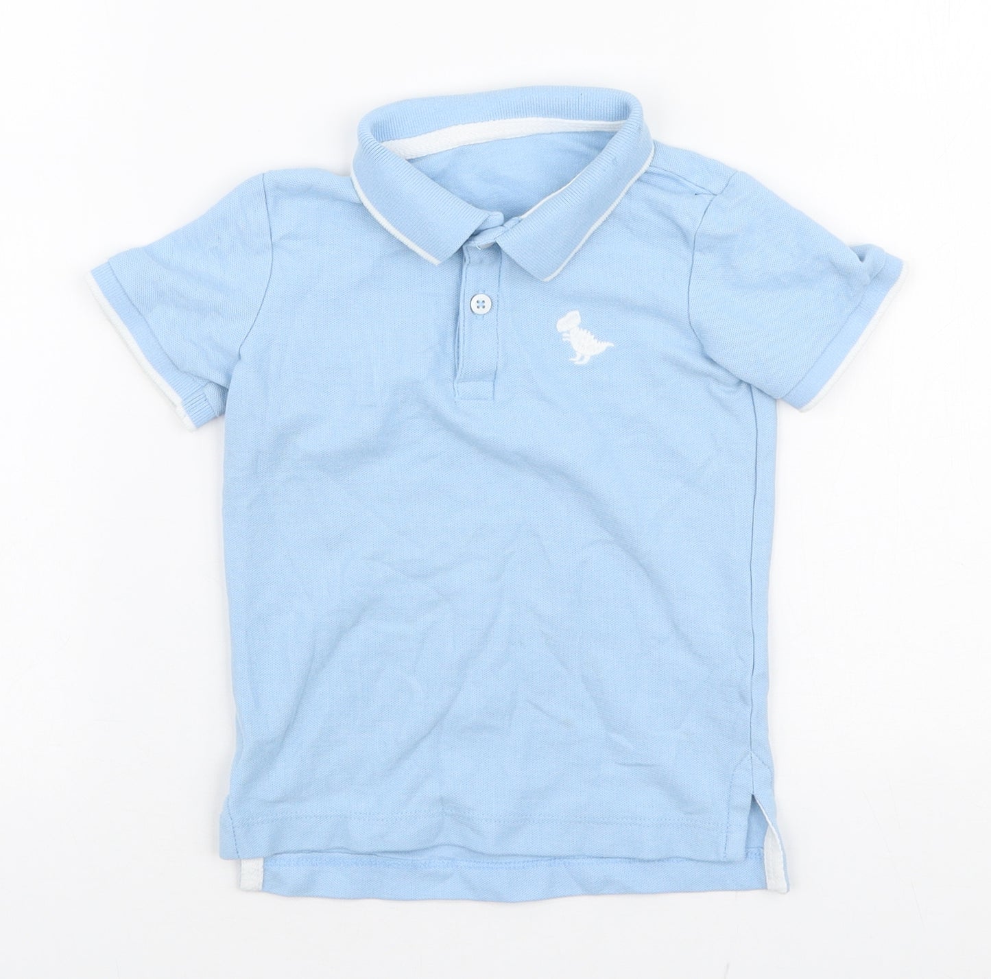 Dunnes Stores Boys Blue  100% Cotton Basic Polo Size 2-3 Years Collared Button