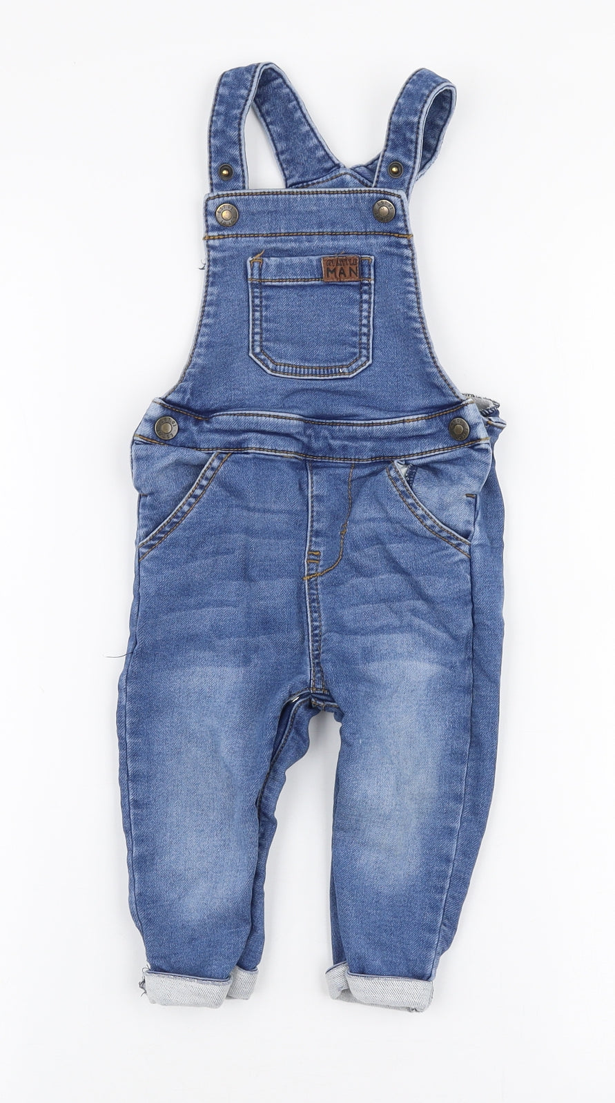 F&F Baby Blue  Cotton Dungaree One-Piece Size 9-12 Months  Button