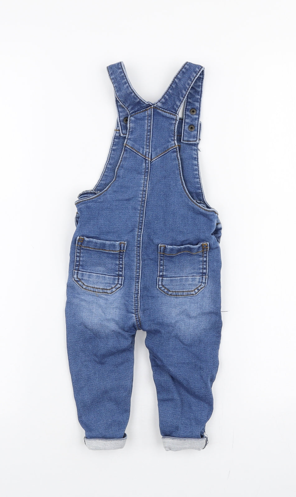 F&F Baby Blue  Cotton Dungaree One-Piece Size 9-12 Months  Button