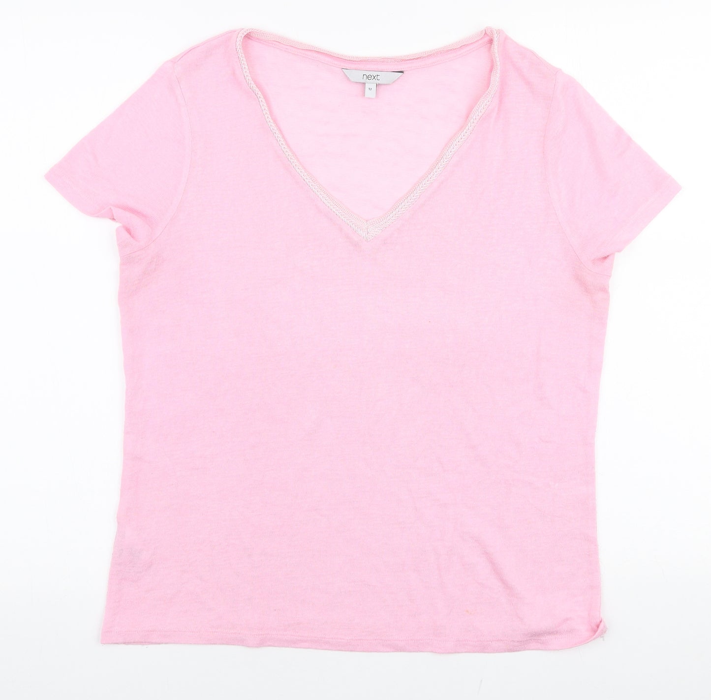 NEXT Womens Pink  Polyester Jersey T-Shirt Size 12 V-Neck