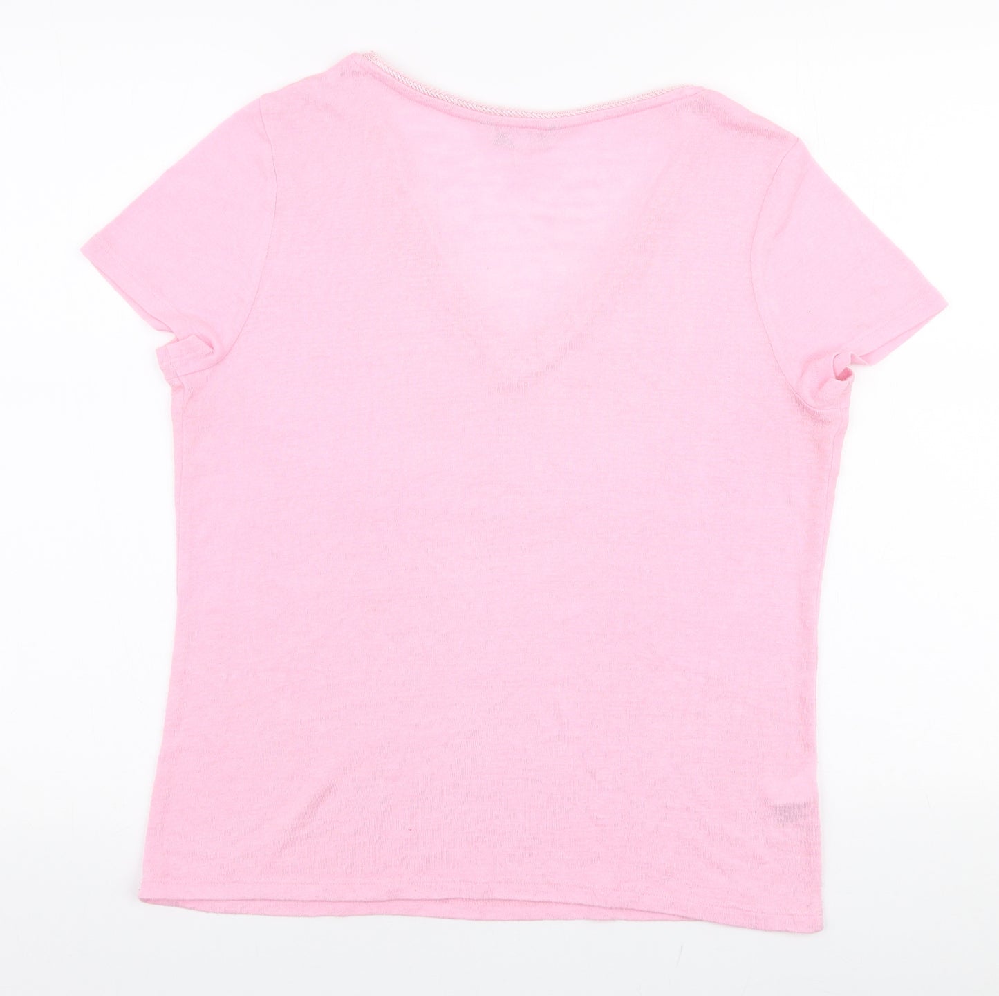 NEXT Womens Pink  Polyester Jersey T-Shirt Size 12 V-Neck