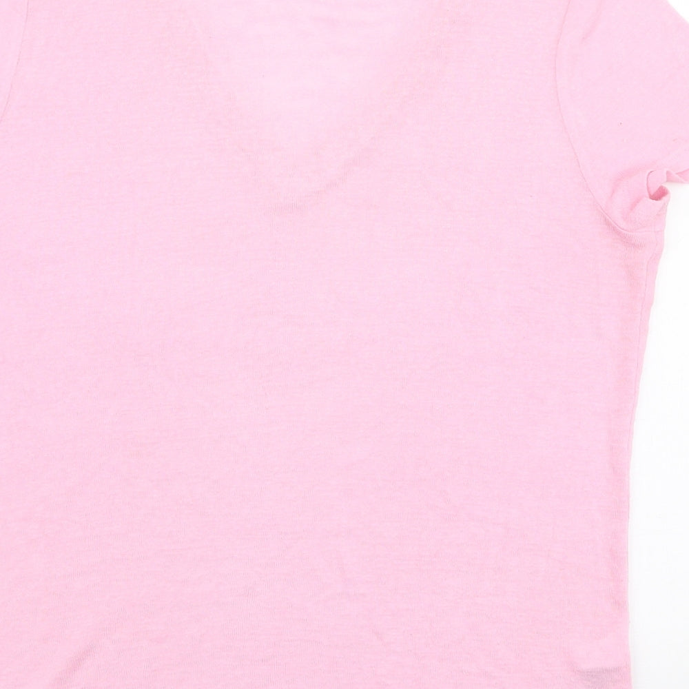 NEXT Womens Pink  Polyester Jersey T-Shirt Size 12 V-Neck