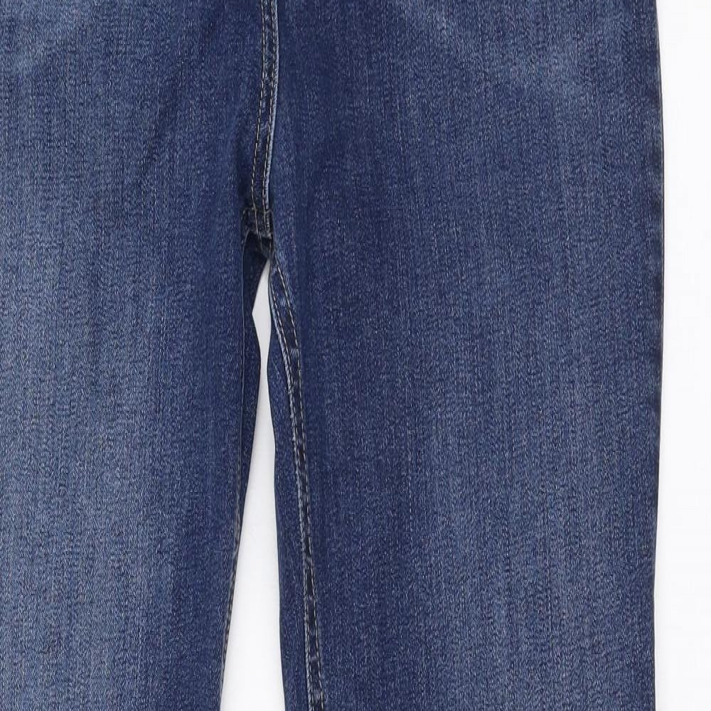 Marks and Spencer Womens Blue  Cotton Flared Jeans Size 14 L32 in Regular Zip