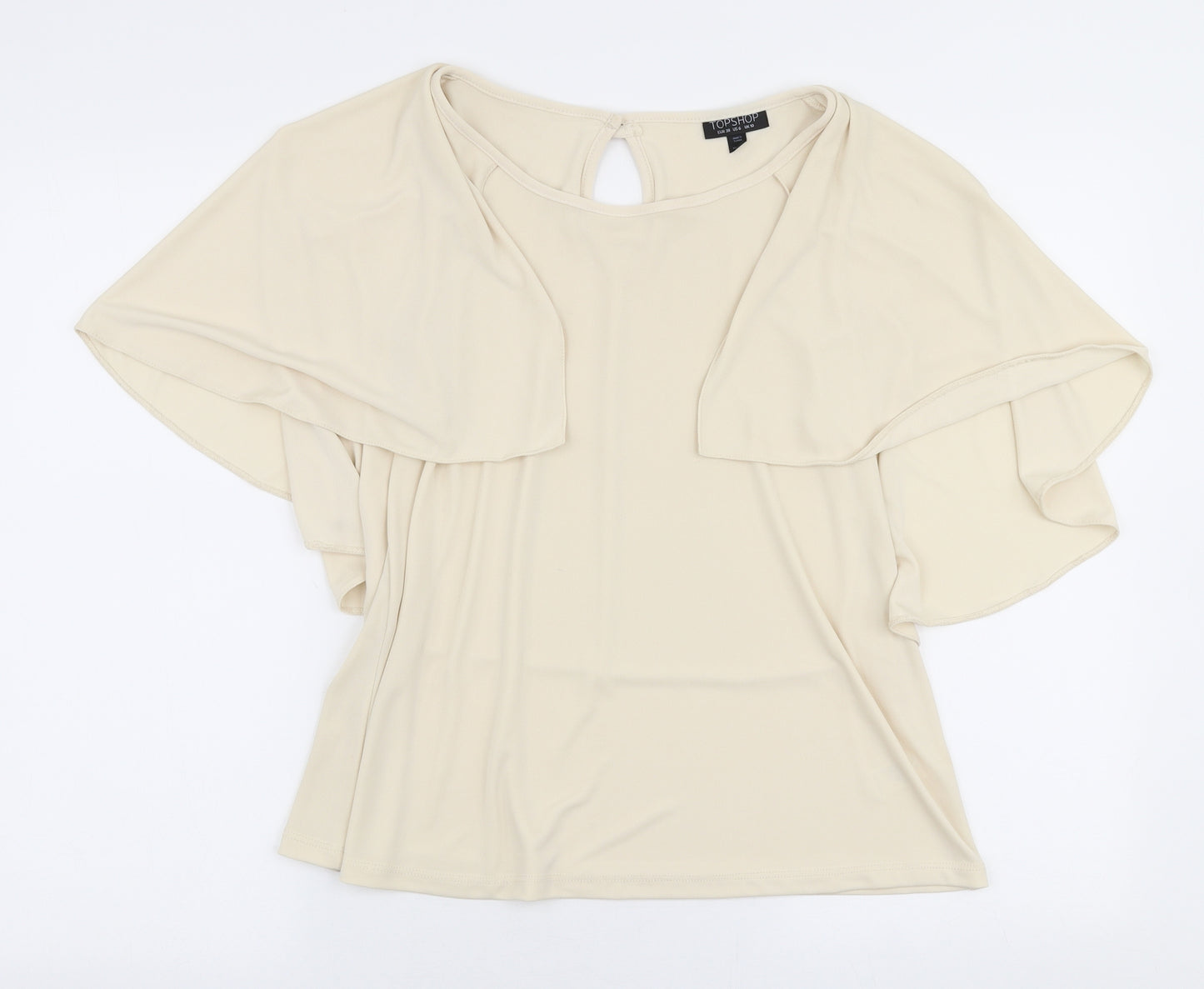 Topshop Womens Ivory  Polyester Basic Blouse Size 10 Round Neck