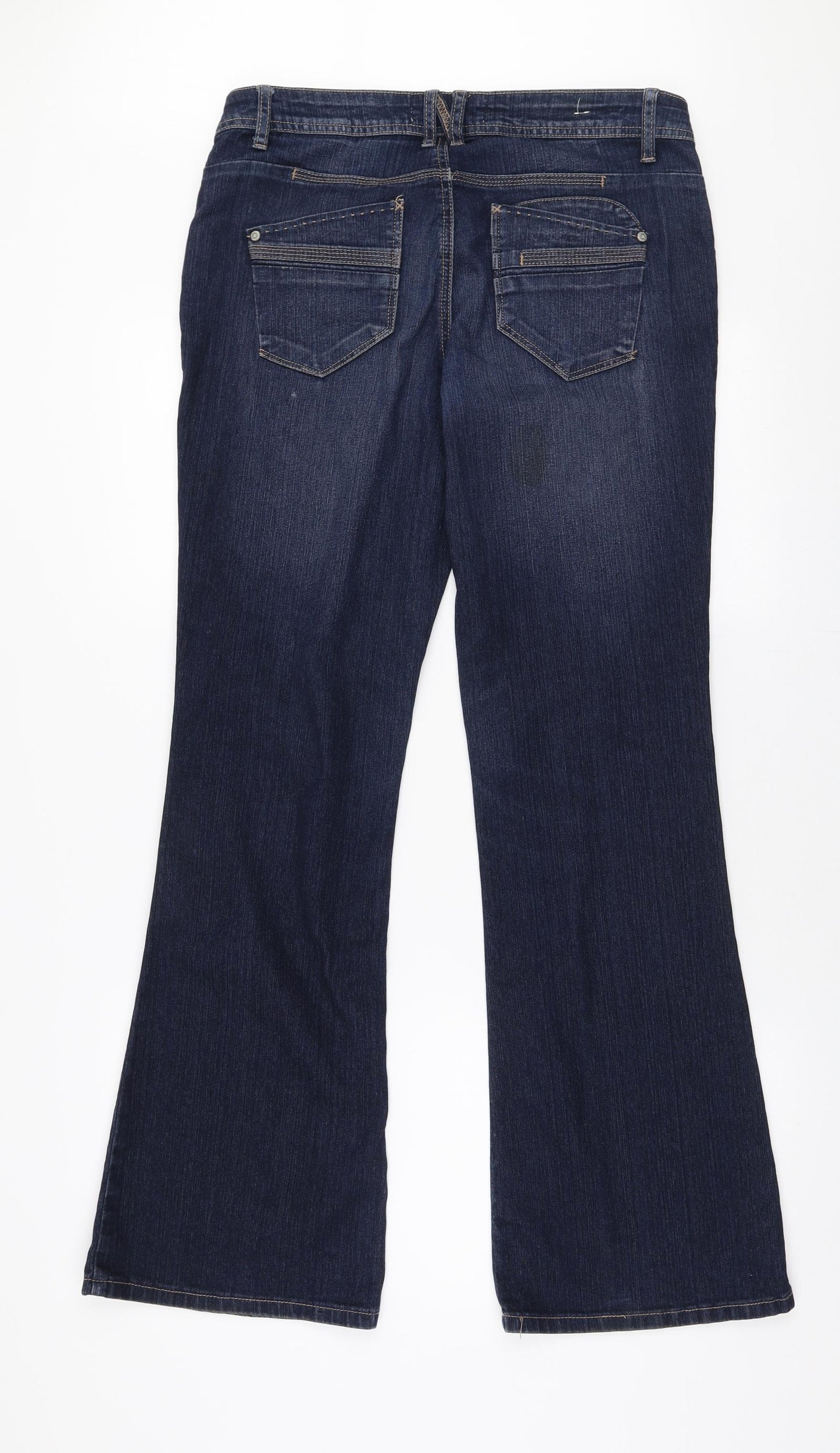 Peacocks Womens Blue  Cotton Flared Jeans Size 12 L31 in Regular Zip