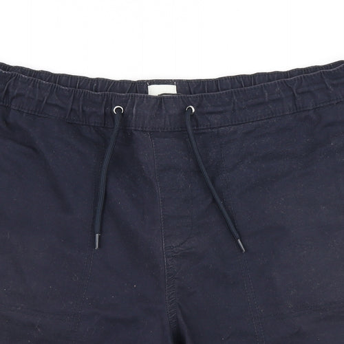 River Island Mens Blue  Polyester Chino Shorts Size 34 in L7 in Regular Drawstring