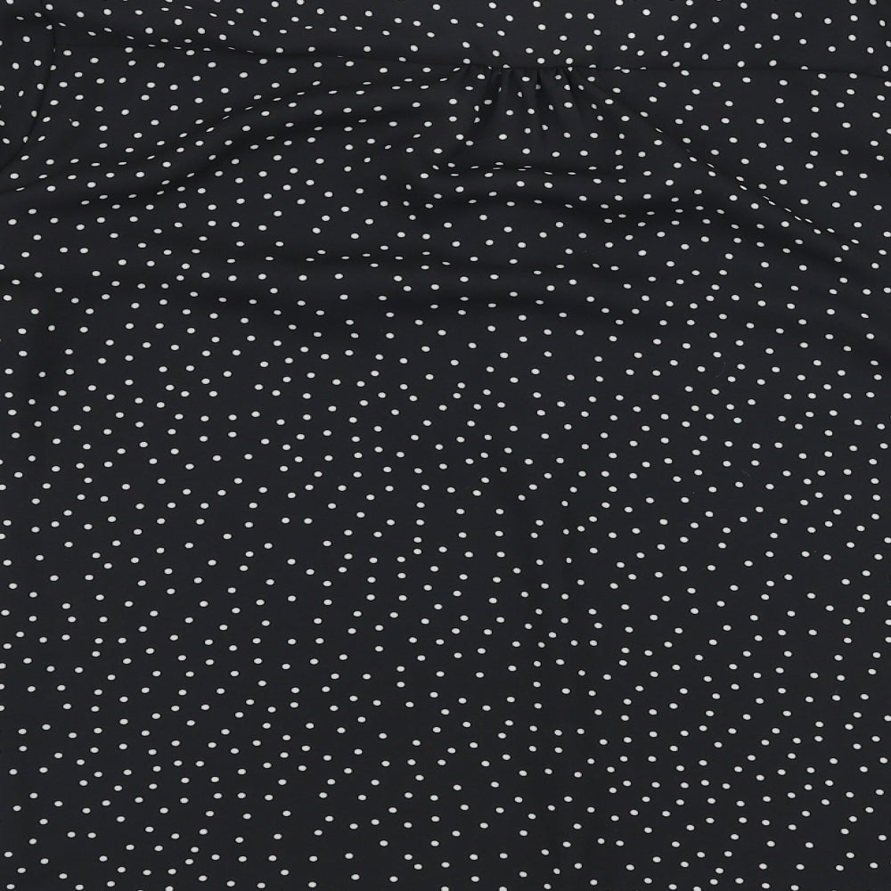 Primark Womens Black Polka Dot Polyester Basic Blouse Size 12 V-Neck