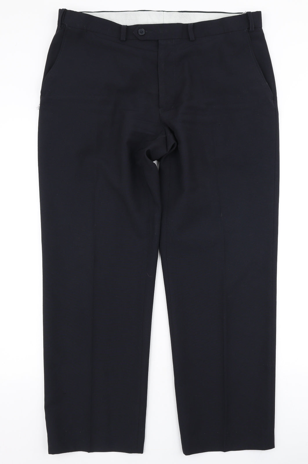 Marks and Spencer Mens Blue  Polyester Dress Pants Trousers Size 36 in L29 in Regular Zip