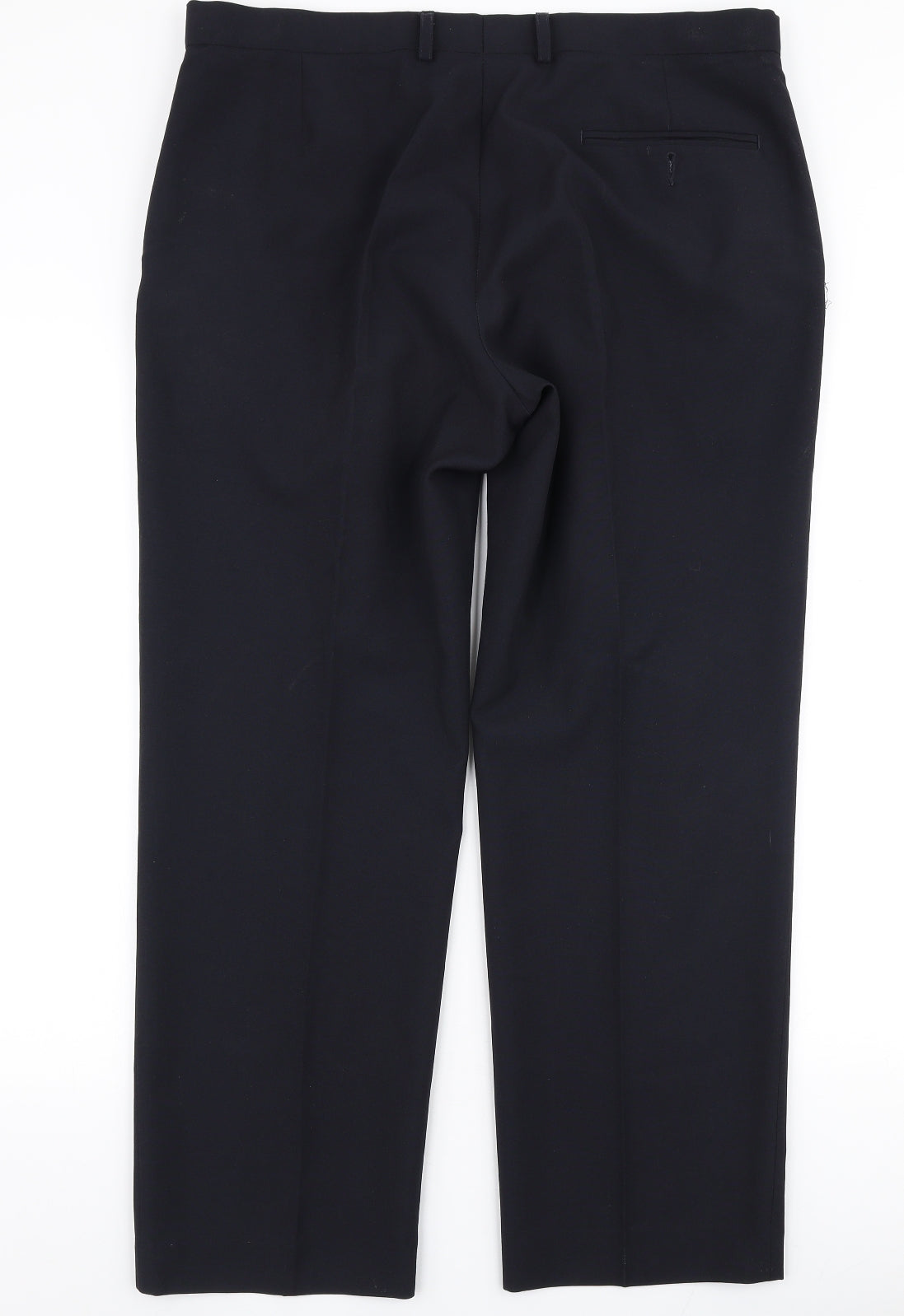 Marks and Spencer Mens Blue  Polyester Dress Pants Trousers Size 36 in L29 in Regular Zip