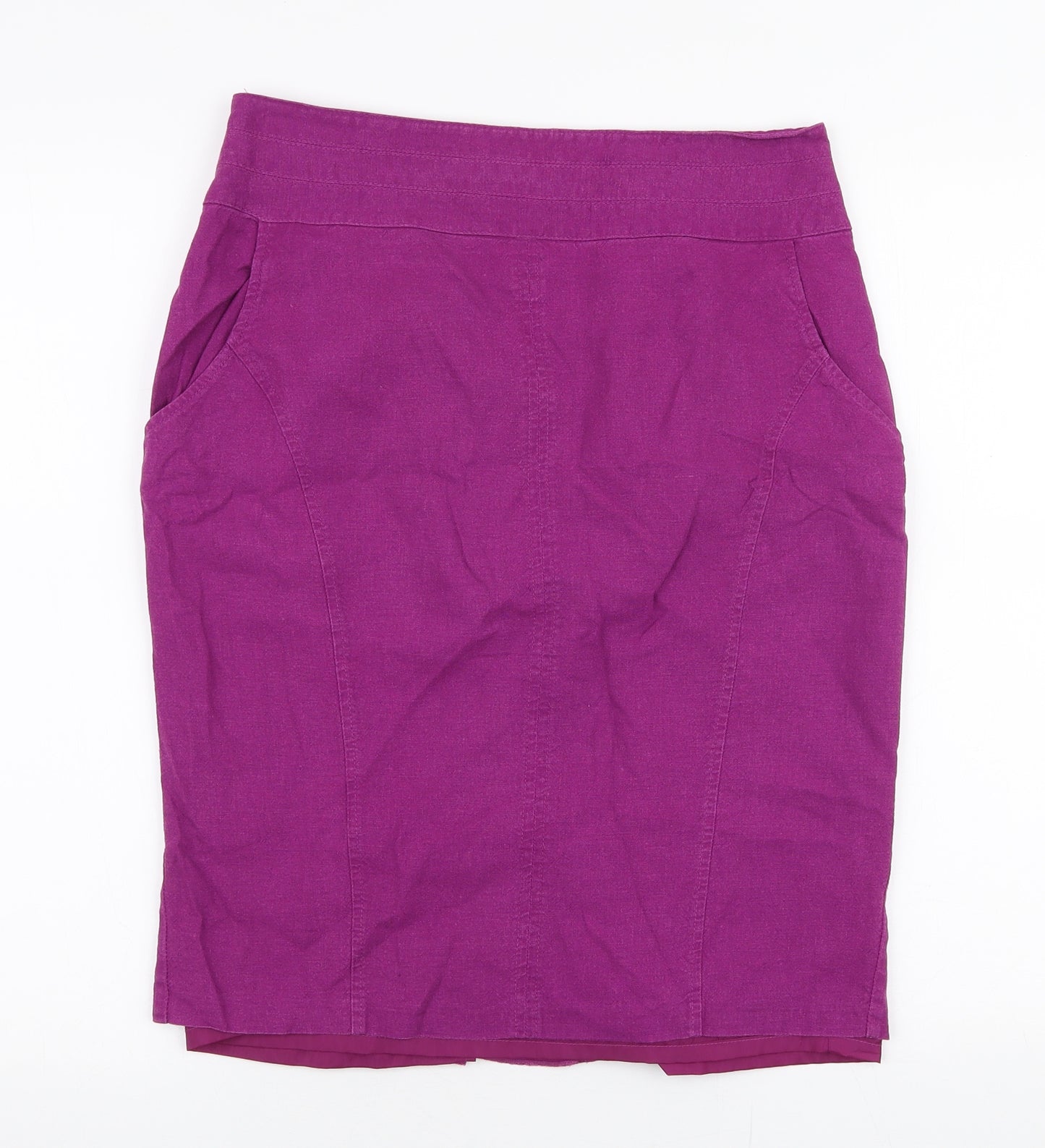 Dunnes Stores Womens Purple  Linen A-Line Skirt Size 12   Zip