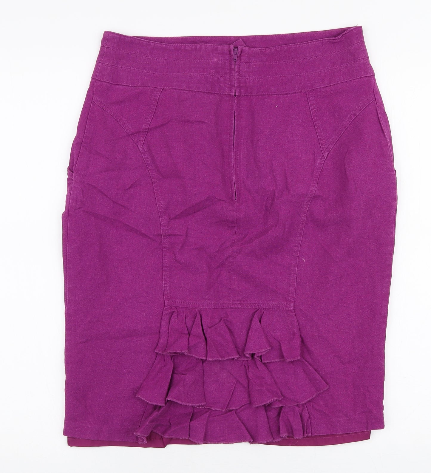 Dunnes Stores Womens Purple  Linen A-Line Skirt Size 12   Zip