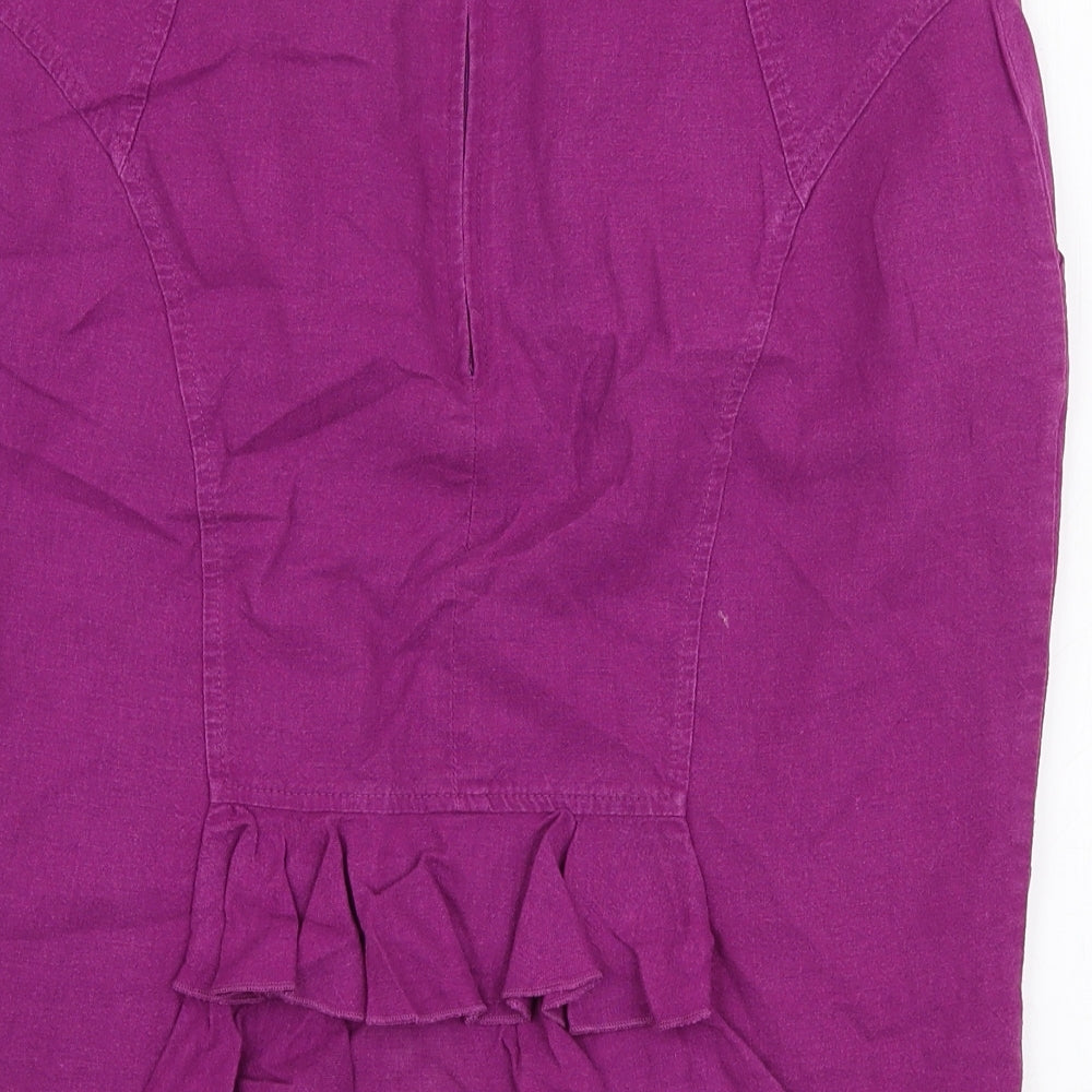 Dunnes Stores Womens Purple  Linen A-Line Skirt Size 12   Zip
